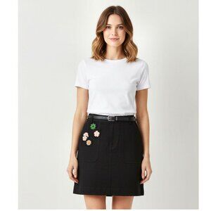Tomas Maier Embellished Black Toile Skirt, Womens Size 0